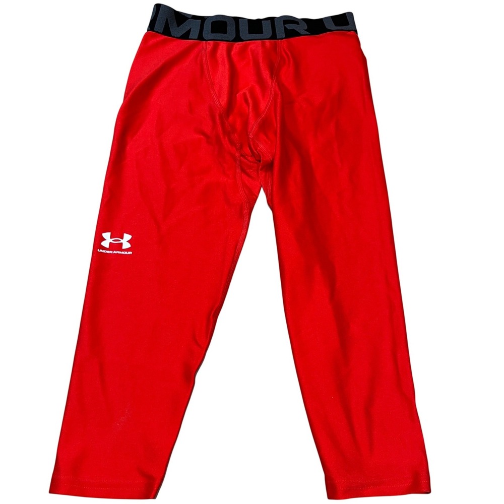 Under Armour HeatGear Youth Red Leggings Tights 1351741-600 YM